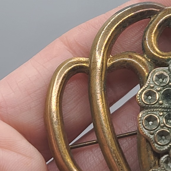 Vintage Flower Brooch Gold Tone Blue - Picture 4 of 11